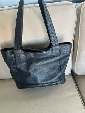 The Sak Black Pebbled Leather Tote with Double Straps